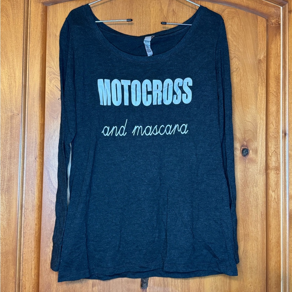 Women’s Motocross And Mascara Long Sleeve T Shirt, XL